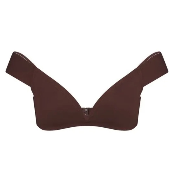 SKIMS Shaping Swim Off-the-shoulder Top sz.S Cocoa NWOT - Picture 7 of 7